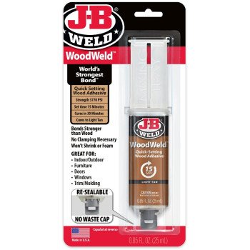 J-B Weld WOODWELD 50151 Epoxy Adhesive, Tan, Solid, 0.85 mL, Syringe