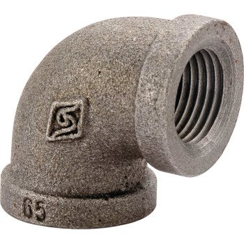 ProSource B90R 15X10 Reducing Pipe Elbow, 1/2 x 3/8 in, FIP, 90 deg Angle, Malleable Iron, SCH 40 Schedule