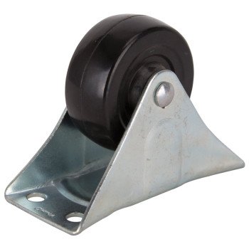 ProSource JC-H02 Rigid Caster, 2-1/2 in Dia Wheel, 1 in W Wheel, Rubber Wheel, Black, 130 lb, Steel Housing Material