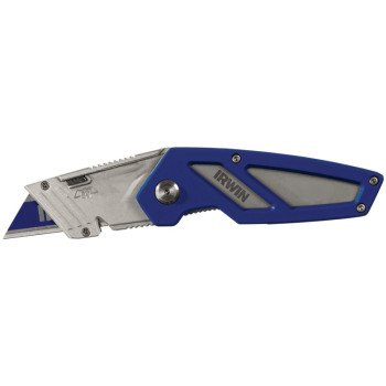 Irwin FK100 Utility Knife, 2-1/2 in L Blade, Bi-Metal Blade, Straight Handle, Blue Handle