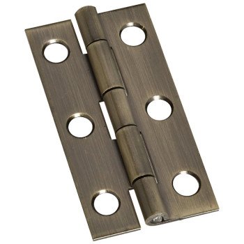 National Hardware N211-243 Decorative Narrow Hinge, 2 in H Door Leaf, 0.04 in Thick Door Leaf, Brass, Antique Brass