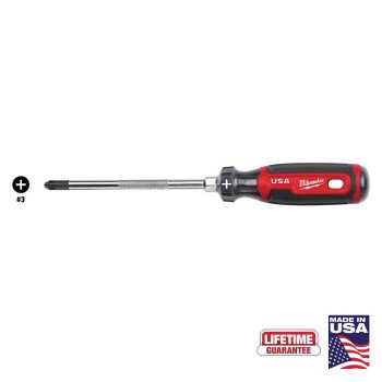 Milwaukee MT203 Screwdriver, #3 Drive, Phillips Drive, 11 in OAL, 6 in L Shank, Acetate Handle, Cushion-Grip Handle