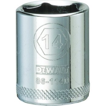 DEWALT DWMT86114OSP Hand Socket, 14 mm Socket, 1/4 in Drive, 6-Point, Vanadium Steel, Polished Chrome