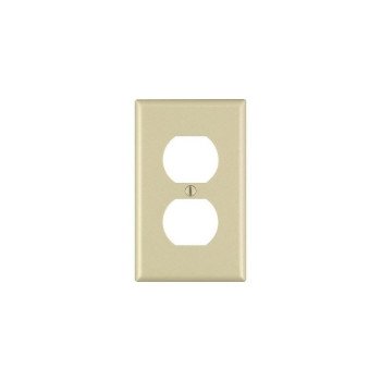 Leviton 86003 Receptacle Wallplate, 4-1/2 in L, 2-3/4 in W, 1 -Gang, Thermoset Plastic, Ivory, Smooth