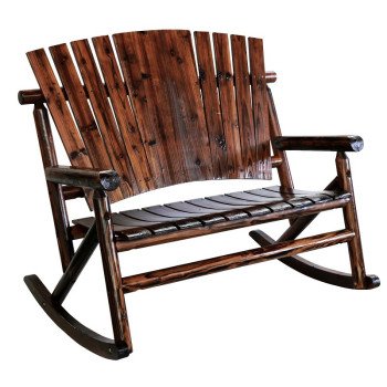 Leigh Country Char-Log Series TX 93866 Double Rocker Chair, 51.2 in OAW, 36.6 in OAD, 44.09 in OAH, Wood, Brown