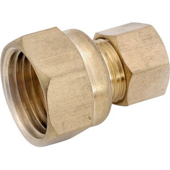 Anderson Metals 750066-1008 Pipe Connector, 5/8 x 1/2 in, Compression x Female, Brass, 150 psi Pressure