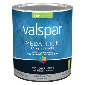 Valspar Medallion 3400 Series 027.0003408.005 Interior Paint, Satin Sheen, Pastel, 1 qt, Can