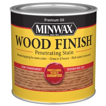 Minwax 222204444 Wood Stain, Satin, Sedona Red, Liquid, 0.5 pt, Can