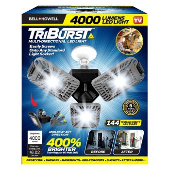 Bell+Howell TriBurst Series 7090 High-Intensity Light, LED Lamp, 4000 Lumens Lumens, 6500 K Color Temp, Aluminum Fixture