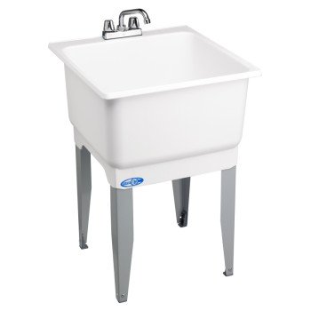 ELM UTILATUB Series 14CP Laundry Tub Combo Kit, 20 gal Capacity, 33 in OAH, Polypropylene, White, Floor Mounting