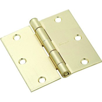 National Hardware N830-230 Door Hinge, Steel, Satin Brass, Non-Rising, Removable Pin, Full-Mortise Mounting, 50 lb