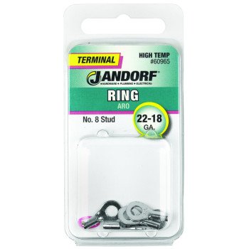 Jandorf 60965 Ring Terminal, 22 to 18 AWG Wire, #8 Stud, Pink