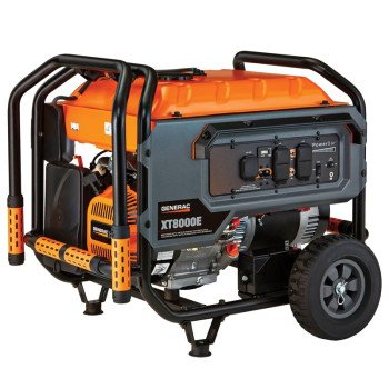 Generac XT Series 7247 Generator, 120/240 VAC, 8500/10,000 W Output, 8 gal Tank, 9 hr Run Time, Electric, Recoil Start