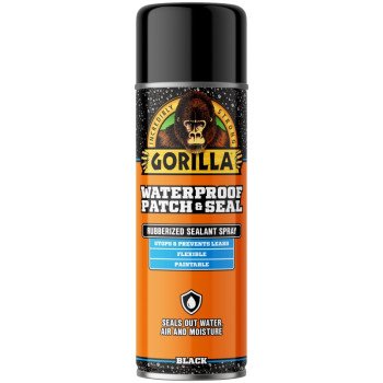 Gorilla 104052 Rubberized Spray Coating, Waterproof, Black, 16 oz, Can