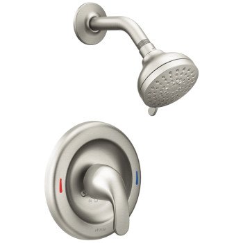 Moen Adler Series 82604SRN/L82691EP Shower Faucet, 1.75 gpm, 3-1/2 in Showerhead, Metal, Brushed Nickel, Lever Handle