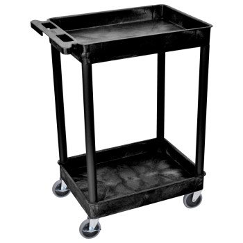 Luxor RPSTCS11-B Utility Tub Cart, 300 lb, 2-Shelf, Black, 24 in OAW, 37-1/2 in OAH