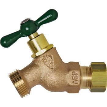 Arrowhead Brass 254CCLF Heavy-Duty Hose Bibb, 1/2 x 3/4 in Connection, Sweat x Male Hose, 8 to 9 gpm, 125 psi Pressure