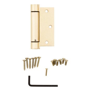 National Hardware N184-556 Spring Hinge, 3-1/2 in H Frame Leaf, Steel, Brass, Removable Pin, Wall Mounting, 30 lb