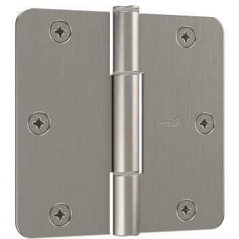 National Hardware Squeak Guard N830-450 Door Hinge, 3-1/2 in H Frame Leaf, 3/32 in Thick Frame Leaf, Steel, Satin Nickel