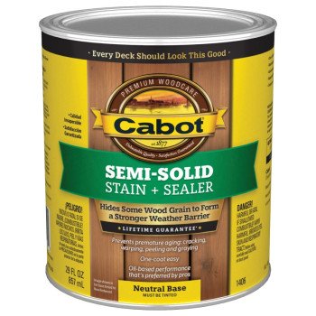 Cabot 1400 Series 140.0001406.005 Exterior Stain, Semi-Solid, Neutral Base, Liquid, 1 qt