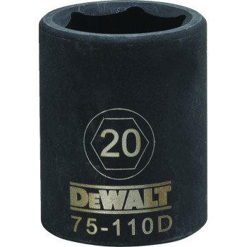 DEWALT DWMT75110OSP Deep Impact Socket, 20 mm Socket, 1/2 in Drive, 6-Point, Steel, Black Oxide