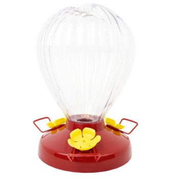 Perky-Pet 273B Bird Feeder, Fluted Balloon, 32 oz, Nectar, 3 -Port/Perch, Plastic, 7-1/2 in H