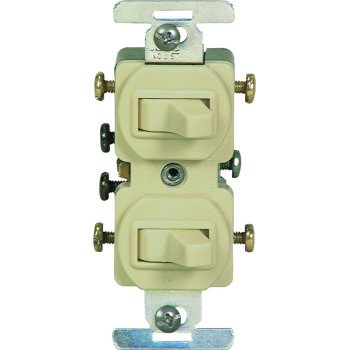 Eaton Wiring Devices 276V-BOX Combination Toggle Switch, Ivory, 15 A, 120/277 V, Screw Terminal, -40 to 65 deg C