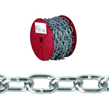 Campbell 072-2927 Passing Link Chain, 2/0, 125 ft L, 450 lb Working Load, Steel, Zinc