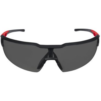 Milwaukee 48-73-2015 Safety Glasses, Unisex, Anti-Scratch Lens, Polycarbonate Lens, Plastic Frame, Black/Red Frame, 1/PK