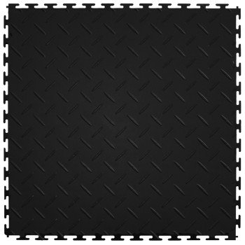 PERFECTION FLOOR TILE Diamond Plate ITDP450BK45 Floor Tile, 20-1/2 in L Tile, 20-1/2 in W Tile, Checker Plate Pattern