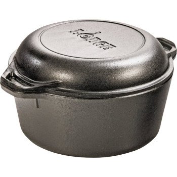 Lodge L8DD3 Dutch Oven, 5 qt Capacity, Cast Iron, Black, 10-1/4 in Dia, Loop Handle