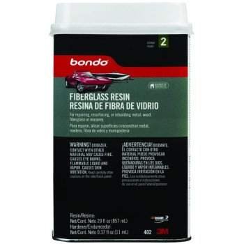 Bondo 402 Fiberglass Repair Resin, 0.9 qt Can, Liquid, Pungent Organic