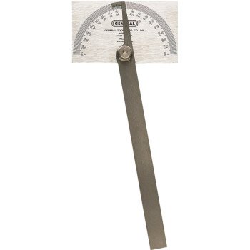 General 17 Square Head Protractor, 0 to 180 deg, Stainless Steel, Silver