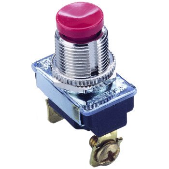 Gardner Bender GSW-23 Pushbutton Switch, 3/1.5 A, 120/277 V, SPST, Screw Terminal, Plastic Housing Material, Chrome