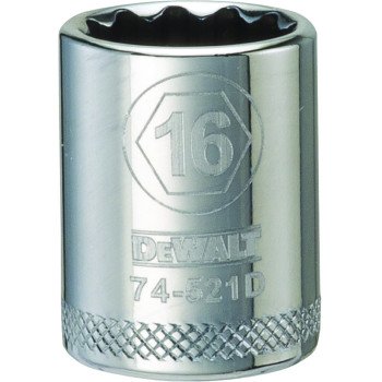 DEWALT DWMT74521OSP Hand Socket, 16 mm Socket, 3/8 in Drive, 12-Point, Vanadium Steel, Polished Chrome