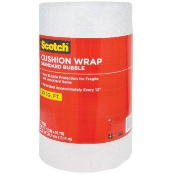 Scotch 7929 Cushion Wrap, 30 ft L, 12 in W, Nylon/Polyethylene, Clear