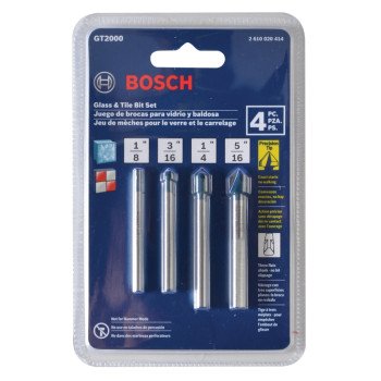 Bosch GT2000 Glass and Tile Bit Set, 4-Piece, Carbide