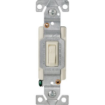 Eaton Wiring Devices 1301-7V10 Toggle Switch, Ivory, 15 A, 120 V, Polycarbonate Housing Material