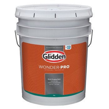 Glidden Wonder-Pro GLWP30WB/05 Interior/Exterior Paint, Flat Sheen, Pastel Base/White, 5 gal