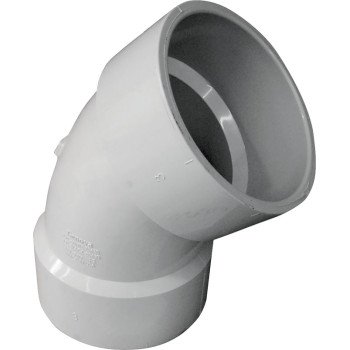 Canplas 192503 Sanitary Pipe Elbow, 3 in, Hub, 45 deg Angle, PVC