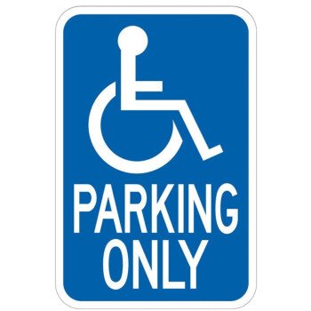 Hy-Ko HW-13 Traffic Sign, Rectangular, PARKING ONLY, White Legend, Blue Background, Aluminum