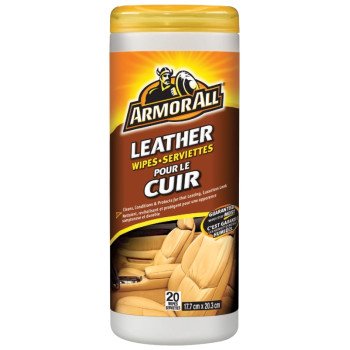 Armor All 10856 Leather Wipes, Effective to Remove: Dirt, Soil, 20-Wipes