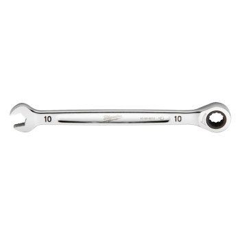 Milwaukee 45-96-9310 Ratcheting Combination Wrench, Metric, 10 mm Head, 6-1/2 in L, 12-Point, Steel, Chrome