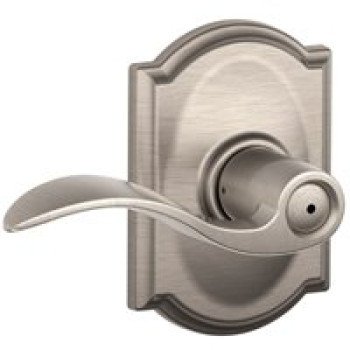 Schlage F Series F40VACC619CAM Privacy Lever, Mechanical Lock, Satin Nickel, Metal, Residential, 2 Grade