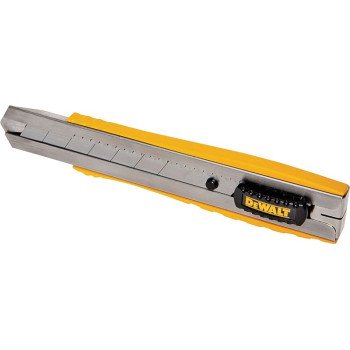 DeWALT DWHT10045 Utility Knife, 5-1/4 in L Blade, 25 mm W Blade, Metal Blade, Ribbed Handle, Black/Yellow Handle