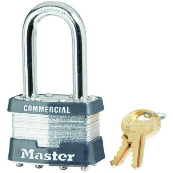 Master Lock 1KALF 2126 Padlock, Keyed Alike Key, Open Shackle, 5/16 in Dia Shackle, 1-1/2 in H Shackle, Steel Body