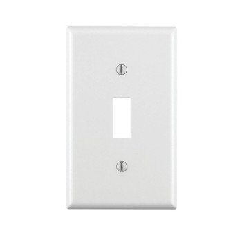 Leviton 020-88001-000 Non-Metallic Wallplate, 4-1/2 in L, 2-3/4 in W, 1 -Gang, Thermoset, White, Smooth