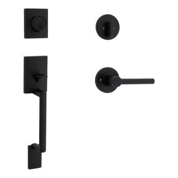 Weiser Safe Lock Branton 9SH11000-026 Handleset with Reminy Lever, 3 Grade, Matte Black, 1-3/8 to 1-3/4 in Thick Door