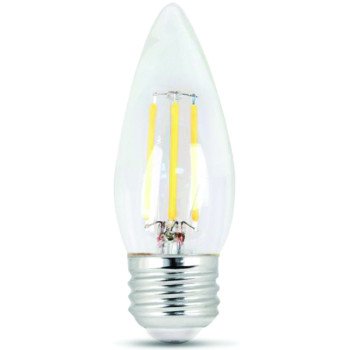 Feit Electric BPETC25/827/LED/2 LED Lamp, Specialty, Torpedo Tip Lamp, 25 W Equivalent, E26 Lamp Base, Dimmable, Clear