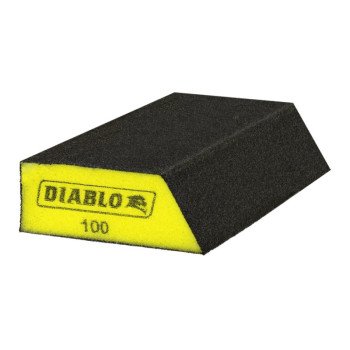 Diablo DFBLANGFIN01G Sanding Sponge, Black/Yellow, 5 in L, 3 in W, 100 Grit, Fine, Aluminum Oxide Abrasive